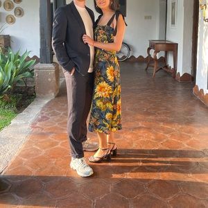 Sandro flower 100% silk dress